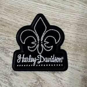 Harley-Davidson Black Fleur De Lis Embroidered Rhinestone Sew‎ On Patch 2013